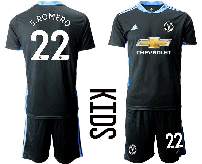 Youth 2020-2021 club Manchester United black goalkeeper #22 Soccer Jerseys1